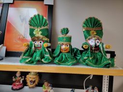 Jagannatha Baladeva Subhadra Deities with Green Dress